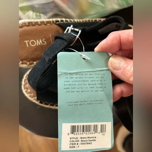 🆕Toms Black Suede Wedge Sandals - Picture 3 of 3